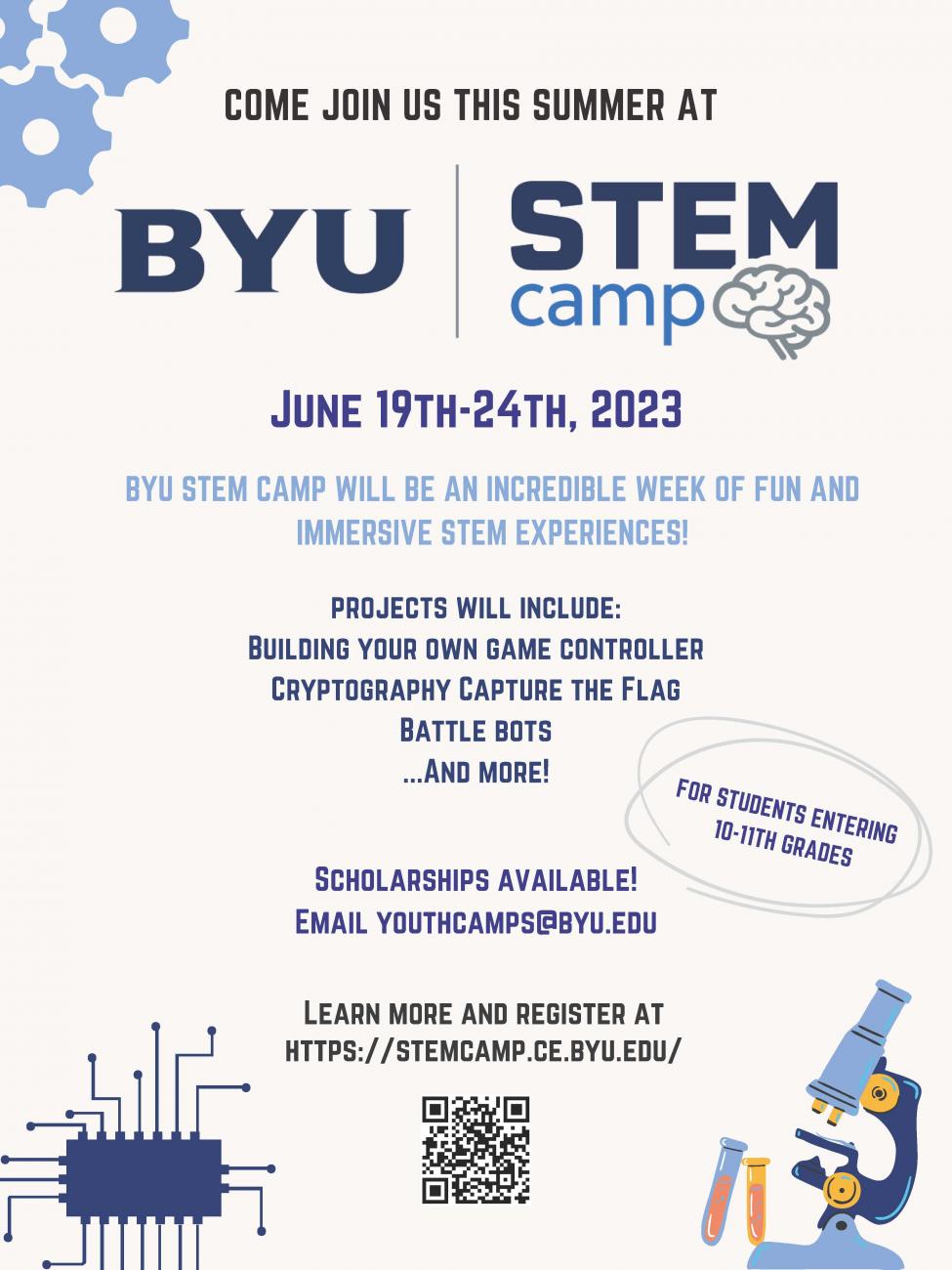 BYU STEM Camp for 10th & 11th Graders Career & Technical Education (CTE)